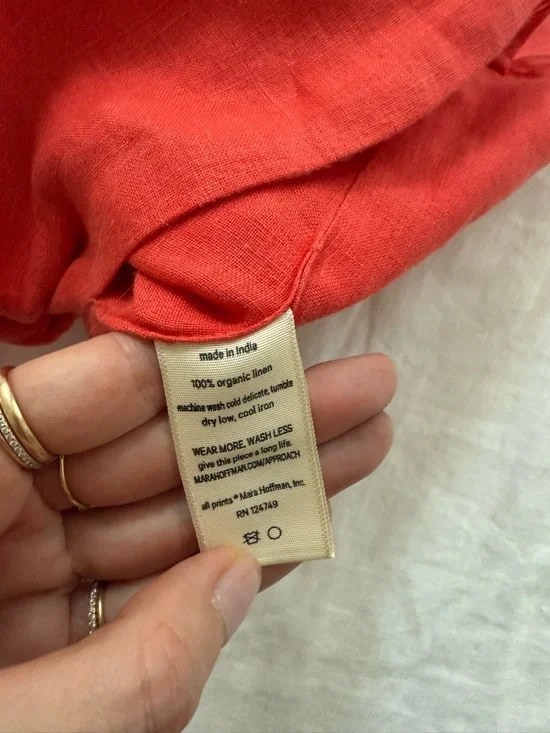 Mara Hoffman Coral Tie-Front Strapless Linen Crop - Picture 4 of 5